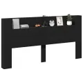 Armoire tête de lit avec LED noir 200x16,5x103,5 cm