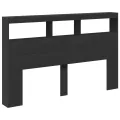 Armoire tête de lit avec LED noir 160x17x102 cm