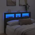 Armoire tête de lit avec LED noir 160x17x102 cm