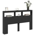 Armoire tête de lit avec LED noir 160x17x102 cm