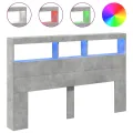 Armoire tête de lit avec LED gris béton 160x17x102 cm