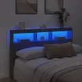 Armoire tête de lit avec LED gris béton 160x17x102 cm
