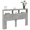 Armoire tête de lit avec LED gris béton 160x17x102 cm