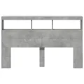 Armoire tête de lit avec LED gris béton 160x17x102 cm