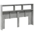 Armoire tête de lit avec LED gris béton 160x17x102 cm