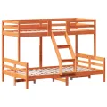 Lit superposé 80x200/120x200 cm cire marron bois de pin massif