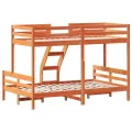 Lit superposé 80x200/120x200 cm cire marron bois de pin massif