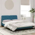 Cadre de lit avec lumières LED bleu 120x200 cm velours