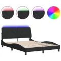 Cadre de lit avec lumières LED noir 140x190 cm velours