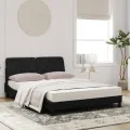 Lit avec matelas noir 140x190 cm velours