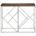 Table console argenté acier inoxydable et bois de mélèze massif