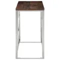 Table console argenté acier inoxydable et bois de mélèze massif