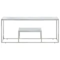 Table basse argenté acier inoxydable et verre trempé