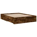 Cadre de lit et tiroirs chêne fumé 120x200 cm bois d'ingénierie