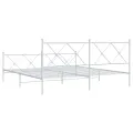 Cadre de lit métal avec tête de lit/pied de lit blanc 183x213cm