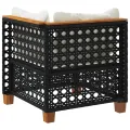 Canapé d'angle de jardin avec coussins noir résine tressée