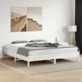 Cadre de lit blanc 180x200 cm bois de pin massif