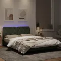 Cadre de lit avec lumières LED gris clair 140x190 cm velours