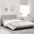 Cadre de lit avec lumières LED gris clair 140x190 cm velours