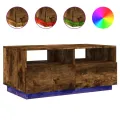 Table basse avec lumières LED chêne fumé 90x49x40 cm
