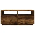 Table basse avec lumières LED chêne fumé 90x49x40 cm