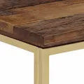 Table console doré acier inoxydable et bois de mélèze massif