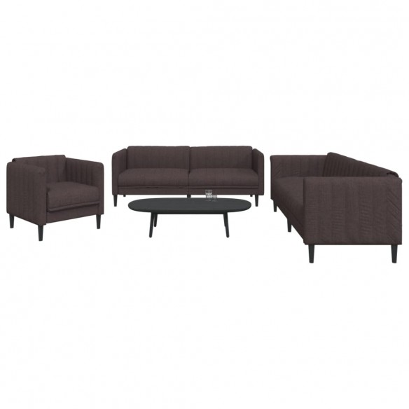 Ensemble de canapés 3 pcs marron foncé tissu