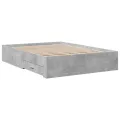 Cadre de lit à tiroirs gris béton 135x190 cm bois d'ingénierie