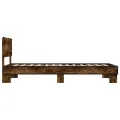 Cadre de lit chêne fumé 100x200 cm bois d'ingénierie et métal