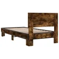 Cadre de lit chêne fumé 100x200 cm bois d'ingénierie et métal