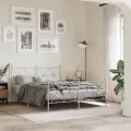 Cadre de lit métal avec tête de lit/pied de lit blanc 140x200cm
