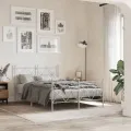 Cadre de lit métal avec tête de lit/pied de lit blanc 120x190cm