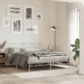 Cadre de lit métal avec tête de lit/pied de lit blanc 160x200cm
