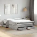 Cadre de lit et tiroirs sonoma gris 140x190 cm bois ingénierie