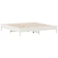 Cadre de lit blanc 200x200 cm bois de pin massif