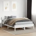 Cadre de lit avec tête de lit blanc 120x200 cm bois pin massif