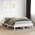 Cadre de lit blanc 150x200 cm bois de pin massif