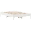 Cadre de lit blanc 150x200 cm bois de pin massif