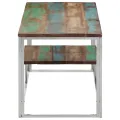 Table basse argenté acier inoxydable/bois massif récupération
