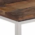 Table console argenté acier inoxydable et bois de mélèze massif