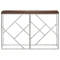 Table console argenté acier inoxydable et bois de mélèze massif
