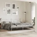 Cadre de lit métal avec tête de lit/pied de lit blanc 193x203cm