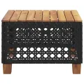 Table de jardin noir 55x55x36 cm résine tressée et bois acacia