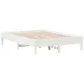Cadre de lit blanc 140x190 cm bois de pin massif