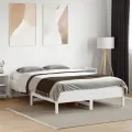 Cadre de lit blanc 140x190 cm bois de pin massif