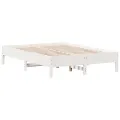 Cadre de lit blanc 140x190 cm bois de pin massif