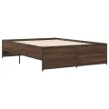 Cadre de lit chêne marron 135x190 cm bois d'ingénierie et métal