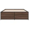 Cadre de lit chêne marron 135x190 cm bois d'ingénierie et métal