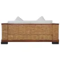 Ensemble de canapés 2 pcs avec coussins Marron Rotin naturel