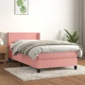 cadre de lit avec matelas Rose 100x200 cm Velours